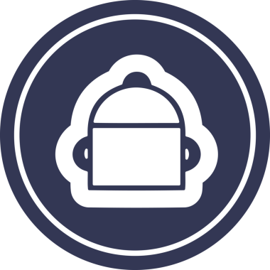 Bir insan tarafından çizilmiş tencere yuvarlak simgesi.