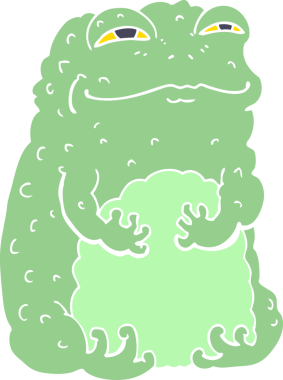 bir insan tarafından çizilmiş düz renkli karikatür kendini beğenmiş kurbağa