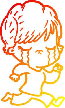 Bir insan tarafından çizilmiş, ağlayan bir çizgi kadın çizimi.