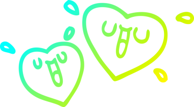 Bir insan tarafından çizilmiş mutlu bir karikatürün soğuk gradyan çizimi.