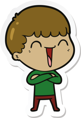 Bir insan tarafından çizilmiş mutlu bir adamın çıkartması.