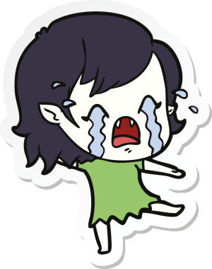 Bir insan tarafından çizilmiş ağlayan vampir bir kızın çıkartması.