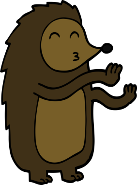 Bir insan tarafından çizilmiş karalama dansı yapan kirpi.