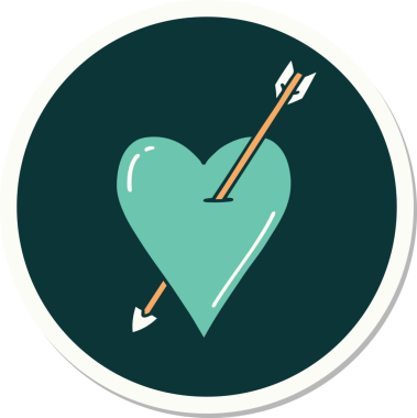 Bir insan tarafından çizilmiş ok ve kalp şeklinde dövme çıkartması.