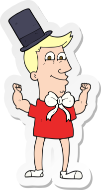 Bir insan tarafından çizilmiş bir adamı kutlayan karikatür çıkartması.