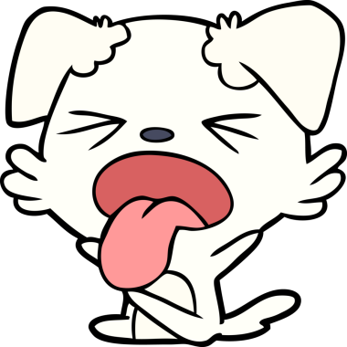 Bir insan tarafından çizilmiş bir çizgi film köpeği öfke nöbeti geçiriyor.