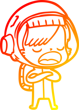 Bir insan tarafından çizilmiş bir karikatür astronot kadın çizimi.