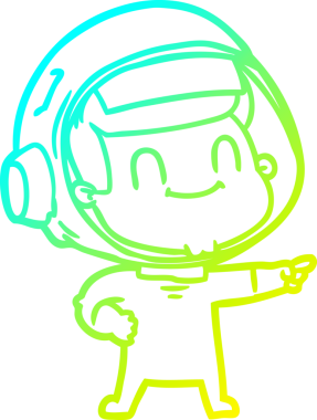 Bir insan tarafından çizilmiş mutlu bir astronot çizgi roman çizimi.