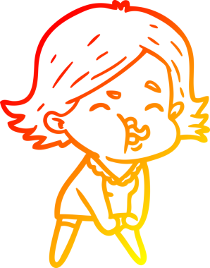 Bir insan tarafından çizilmiş bir çizgi film kızının sıcak çizgi çizimi.