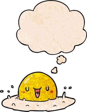 Bir insan tarafından çizilmiş grunge desenli düşünce baloncuklu çizgi film yumurtası.