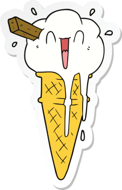 Bir insan tarafından çizilmiş karikatür dondurma etiketi.