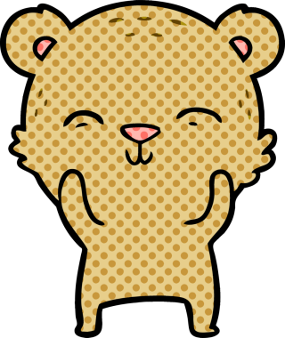 Bir insan tarafından çizilmiş mutlu çizgi film ayısı.