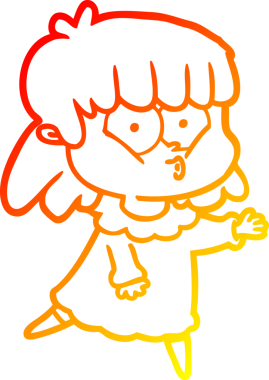 Bir insan tarafından çizilmiş, çizgi film karakteri ıslık çalan bir kız çizimi