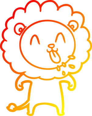 Bir insan tarafından çizilmiş mutlu çizgi film aslanının sıcak çizgi çizimi