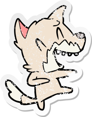 Bir insan tarafından çizilen gülen tilki dansının sıkıntılı çıkartması.