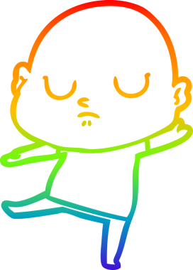 Gökkuşağı gradyan çizgisi bir insan tarafından çizilmiş kel bir adamın çizimi