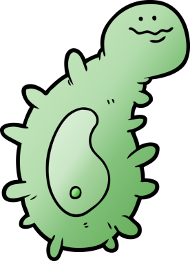 Bir insan tarafından çizilmiş karikatür mikrobu.