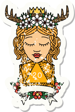 Retro Dövme Tarzı İnsan Druid Bir insan tarafından çizilmiş doğal 20 rulo ile