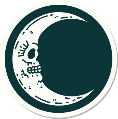 Bir insan tarafından çizilmiş kafatasının geleneksel stiliyle dövme çıkartması.