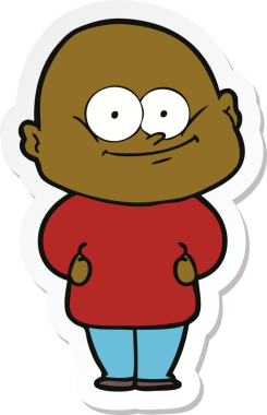 Bir insan tarafından çizilmiş kel bir adamın çıkartması.