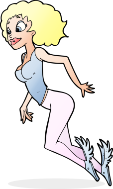 Bir insan tarafından çizilmiş uçan bir kadın.