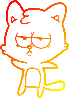 Bir insan tarafından çizilmiş sıkılmış çizgi film kedisinin sıcak çizgi çizgisi.