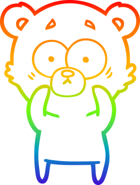 gökkuşağı gradyan çizimi şaşırmış bir kutup ayısı karikatürü bir insan tarafından çizildi