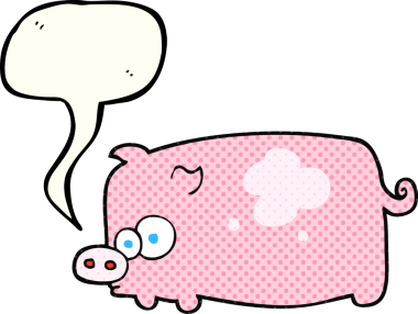 El yazısıyla çizilmiş çizgi roman konuşma balonu bir insan tarafından çizilmiş domuz.