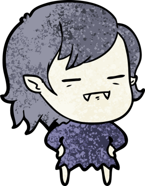 Bir insan tarafından çizilmiş ölümsüz vampir kız çizgi filmi.