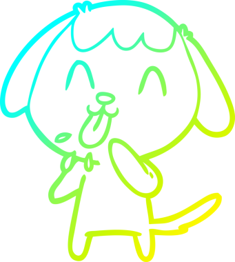 Bir insan tarafından çizilmiş şirin bir çizgi köpeğin soğuk gradyan çizgisi.