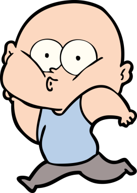 Bir insan tarafından çizilmiş kel bir adam.