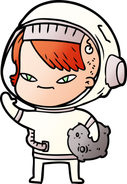 Bir insan tarafından çizilmiş astronot kadın.