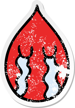 Bir insan tarafından çizilmiş garip bir el çıkartması. Duygusal kan damlası.