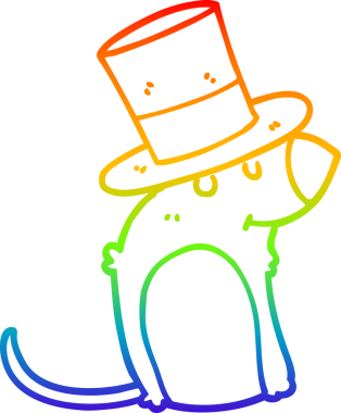 Gökkuşağı gradyan çizgisi bir insan tarafından çizilmiş noel şapkası giyen bir farenin çizimi