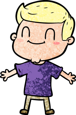 Bir insan tarafından çizilmiş çizgi film dostu bir adam.