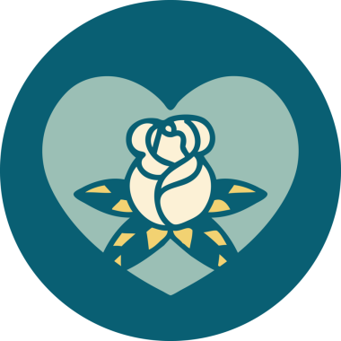 Bir insan tarafından çizilmiş kalp ve çiçeklerin ikonik dövme şekli