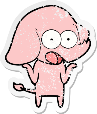 Bir insan tarafından çizilmiş şirin bir filin sıkıntılı çıkartması