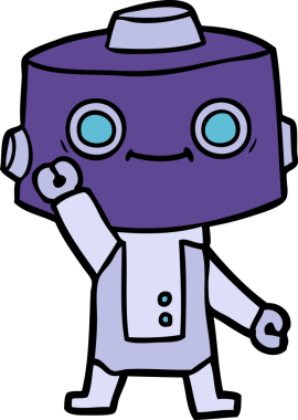 Bir insan tarafından çizilmiş çizgi film robotu