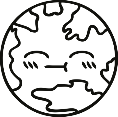 Bir insan tarafından çizilmiş bir gezegenin çizgi çizimi.