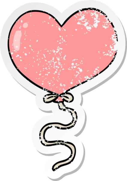 Bir insan tarafından çizilmiş aşk balonunun hüzünlü çıkartması.