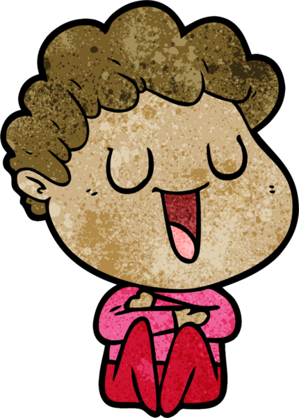 Bir insan tarafından çizilmiş gülen karikatür adam.