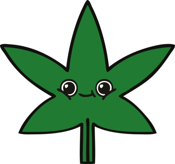 Bir insan tarafından çizilmiş marihuana yaprağı karikatürü.