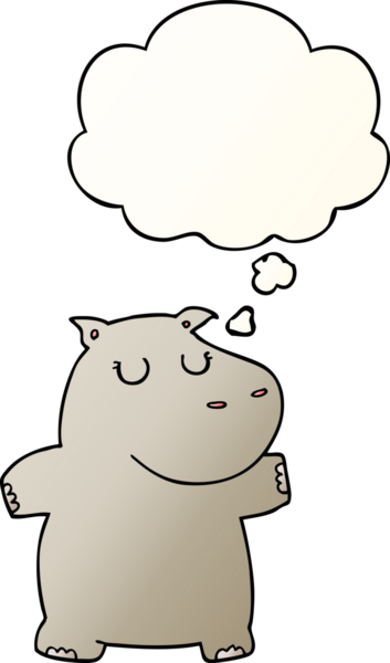 Bir insan tarafından çizilmiş, düşünce baloncuklu çizgi film hipopotamları.