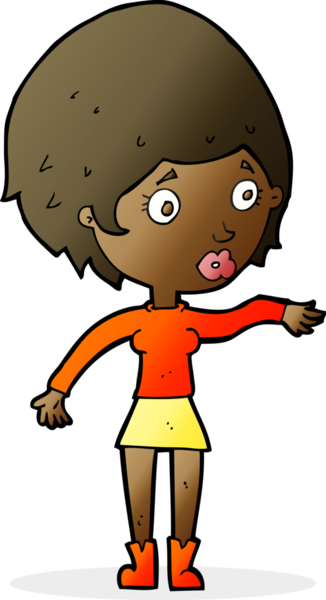 Çizgi filmdeki endişeli kadın bir insan tarafından çizilmiş.