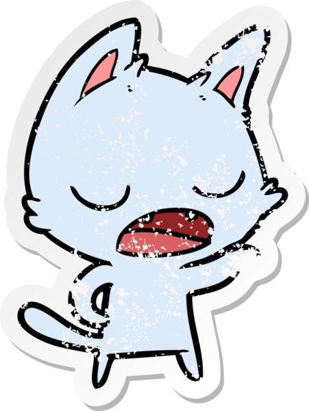 Bir insan tarafından çizilmiş konuşan kedi karikatürünün sıkıntılı çıkartması.