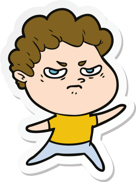 Bir insan tarafından çizilmiş kızgın bir adamın çıkartması.