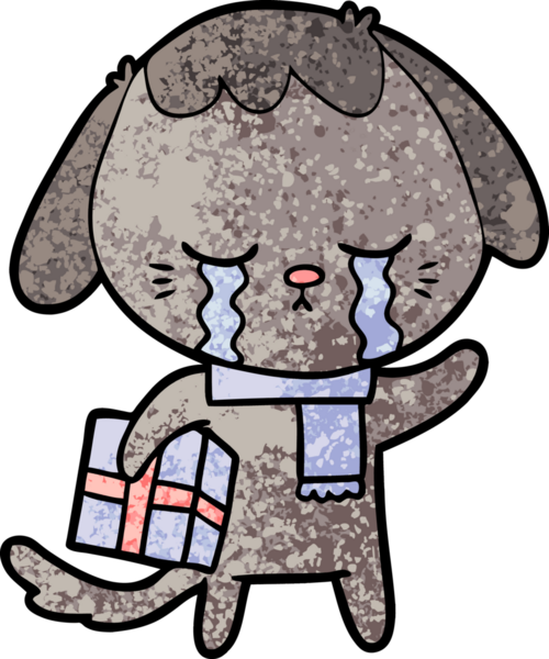 Bir insan tarafından çizilmiş ağlayan bir köpek.