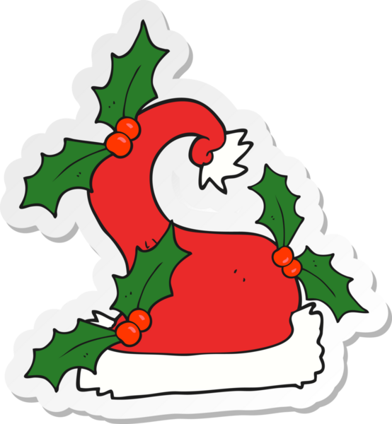 Bir insan tarafından çizilmiş Noel karikatürü etiketi.