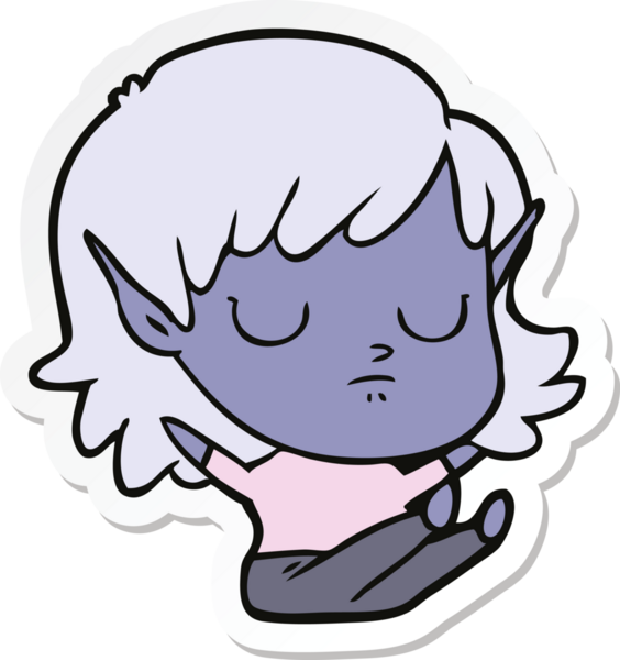 Bir insan tarafından çizilmiş bir elf kızının çıkartması.