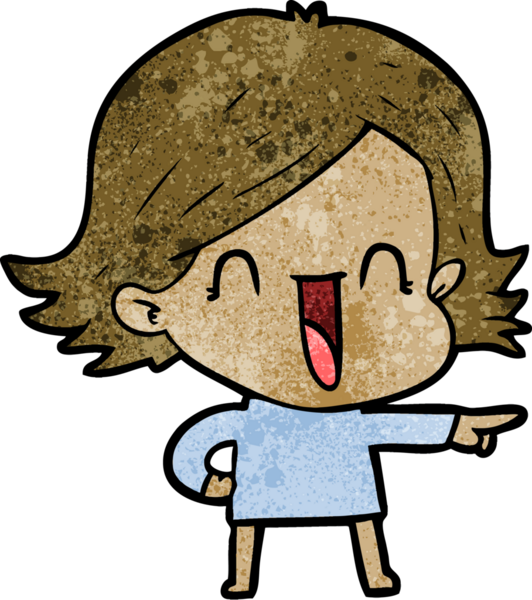 Bir insan tarafından çizilmiş gülen kadın çizgi filmi.